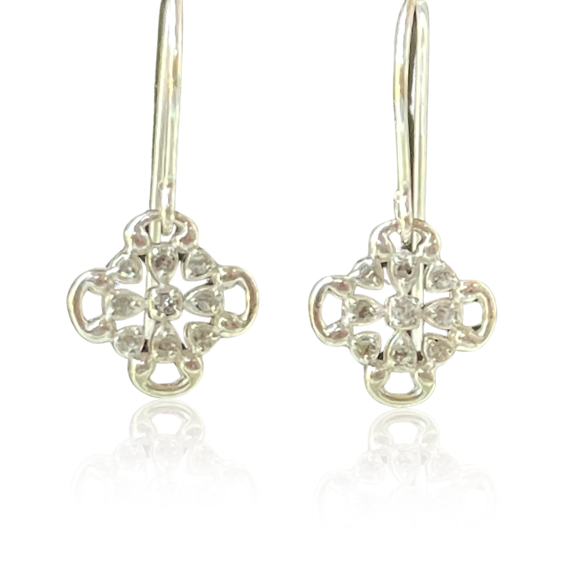 Remy Diamond Clover Shape Earrings with Diamonds – Sterling Silver