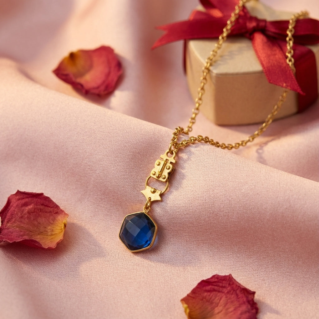 Colorful Faceted Hexagon Stone Pendant with Roman Replica – Vermeil