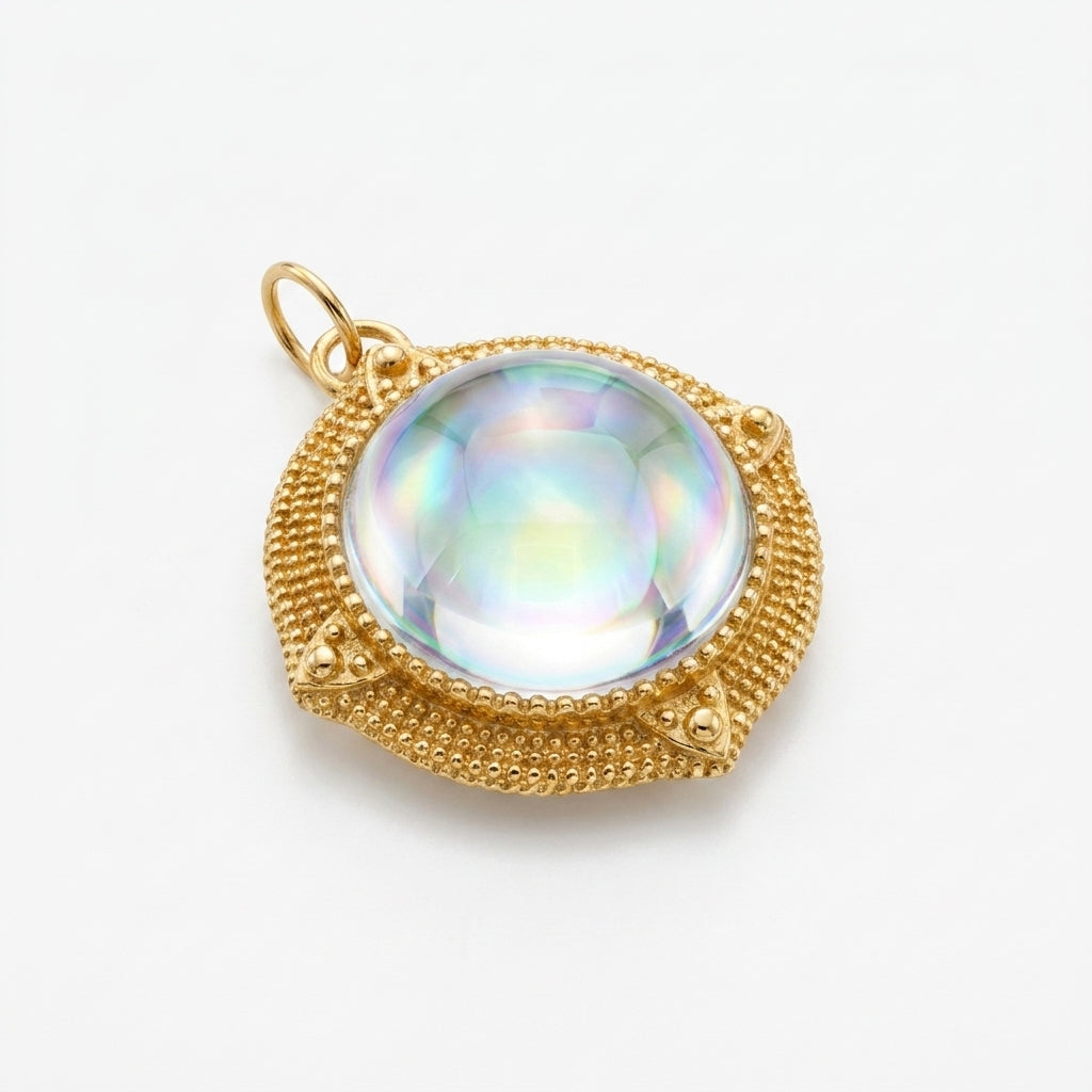 Domed Orb Pendant with Double-Sided Cabochon Stones – Vermeil