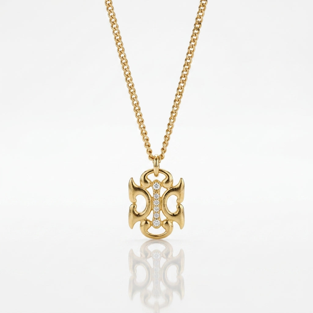 Roman Replica Diamond Pendant Necklace, 14K GF | Sennod