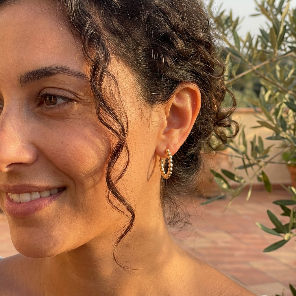 Ball Hoop Earrings with Post Back – Vermeil or Sterling