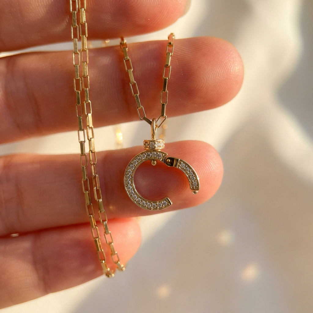 Diamond clasp ring w/ Box chain- gold filled-16"-19"