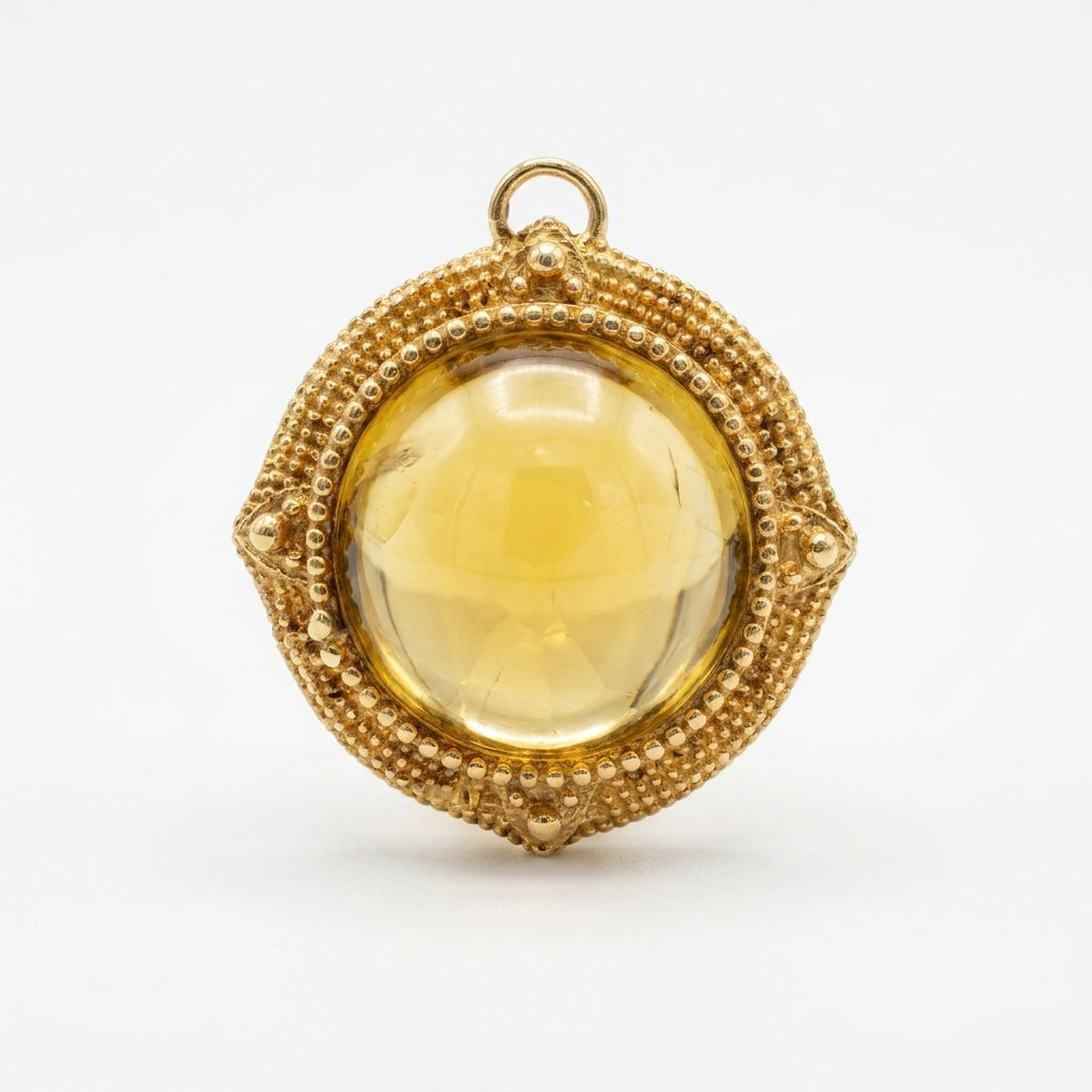 Domed Orb Pendant with Double-Sided Cabochon Stones – Vermeil