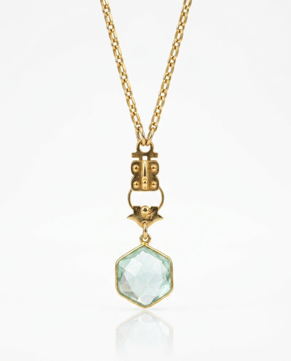 Colorful Faceted Hexagon stone with Roman Replica – Vermeil