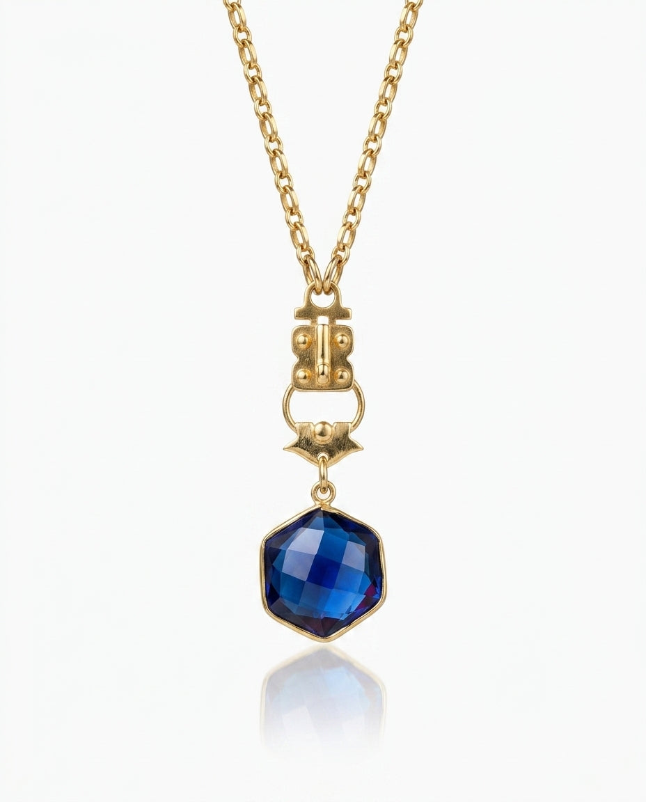 Colorful Faceted Hexagon stone with Roman Replica – Vermeil