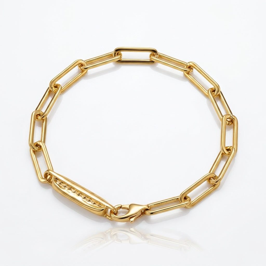 Gold Paperclip Chain Bracelet, 14K Gold-Filled | Sennod
