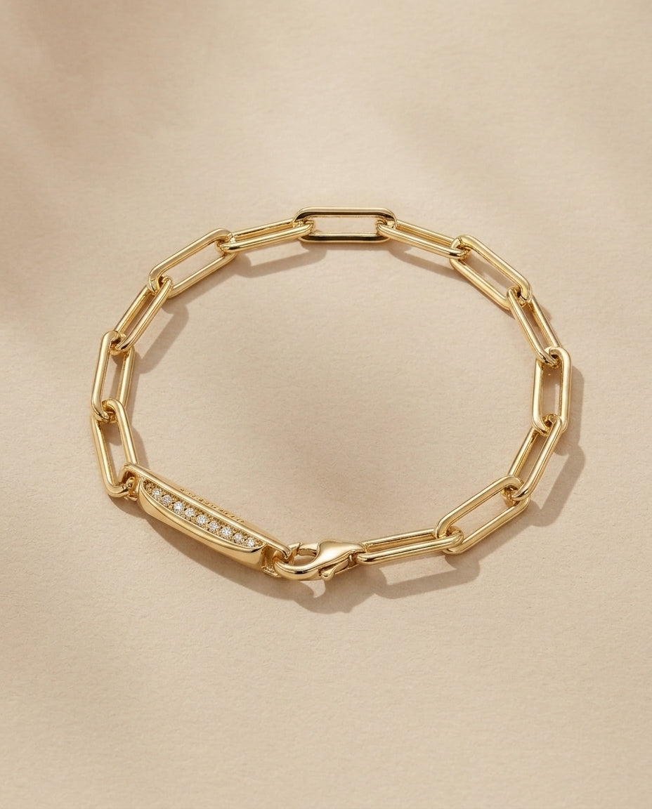 Gold Paperclip Chain Bracelet, 14K Gold-Filled | Sennod