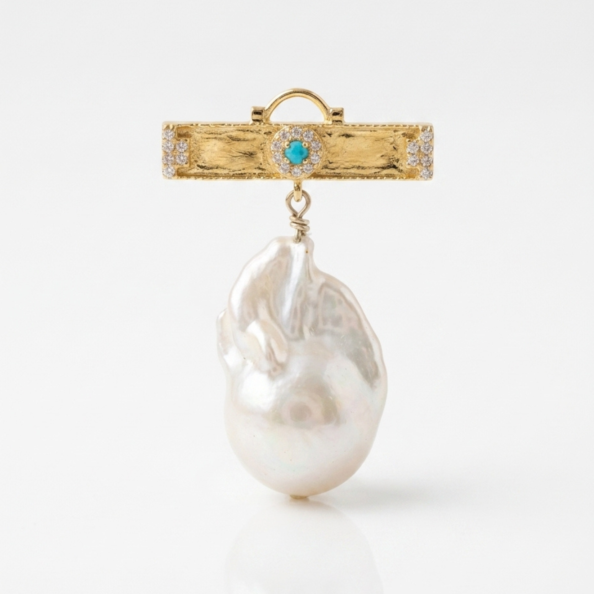Baroque Pearl & Isis Bar Diamond/ Blue Topaz