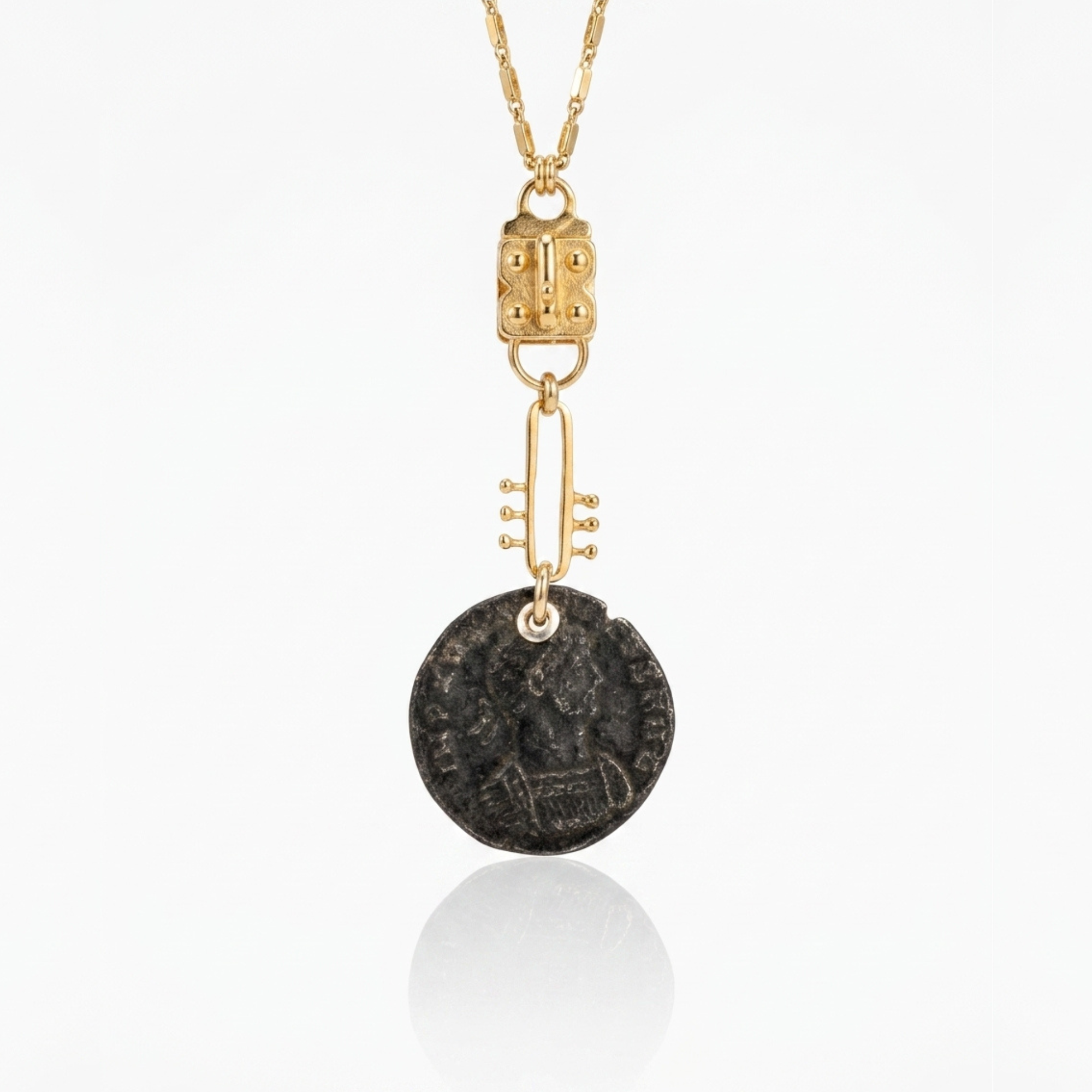 Authentic Bronze Roman Coin Necklace – Emperor Lucius Domitius Aurelianus – Vermeil & Gold Filled