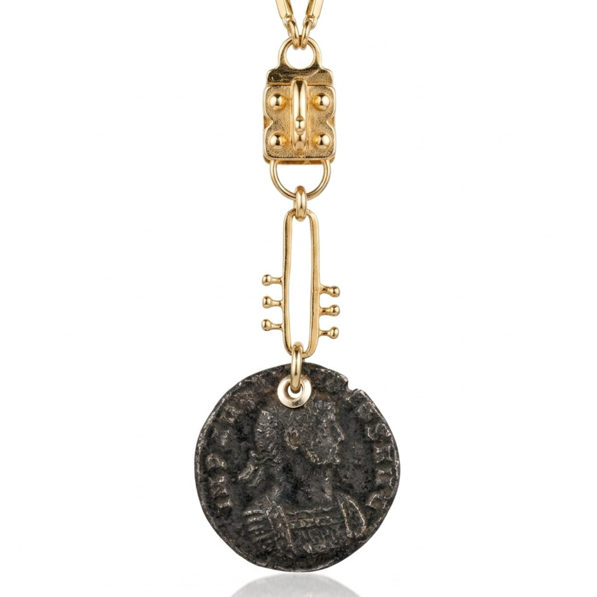 Authentic Bronze Roman Coin Necklace – Emperor Lucius Domitius Aurelianus – Vermeil & Gold Filled