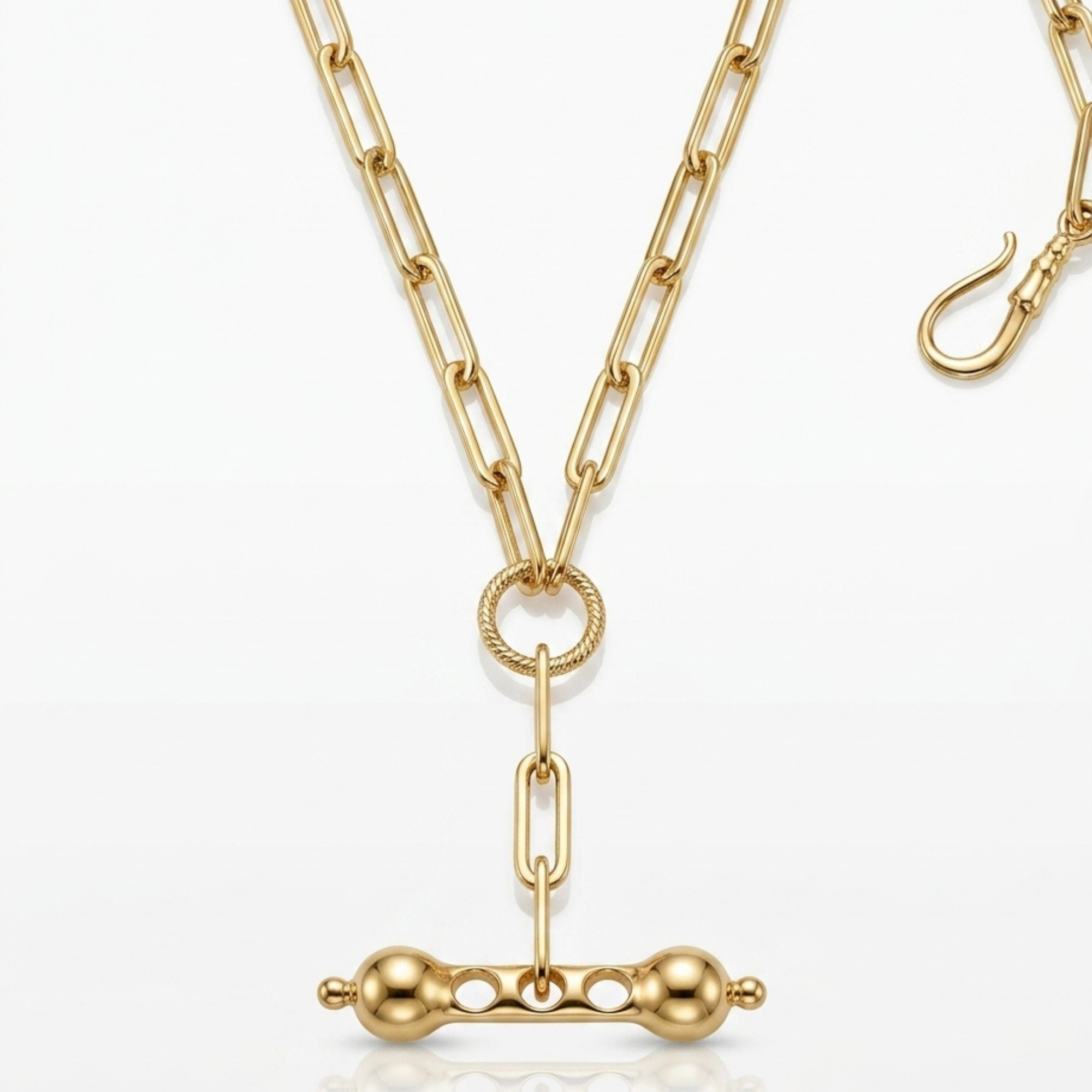 Larger Gold Filled Paperclip Chain with Dangling Bar – 14K Gold Filled & Vermeil
