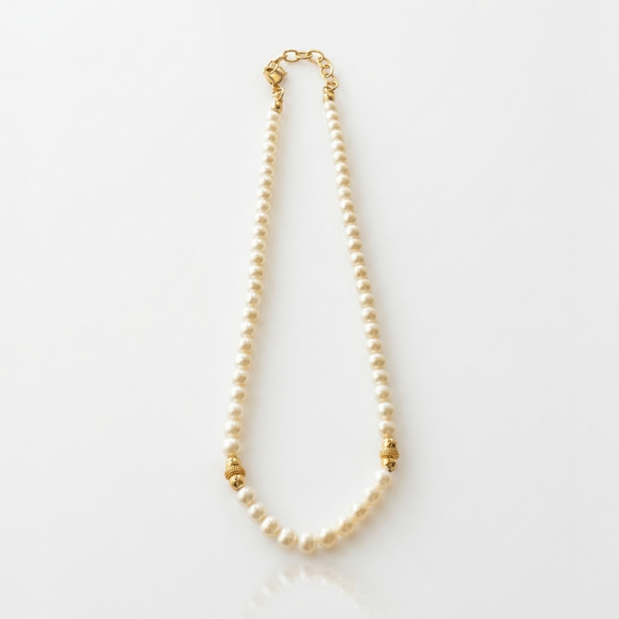 Classic Pearl Necklace with Golden Accents – 14K Gold-Filled