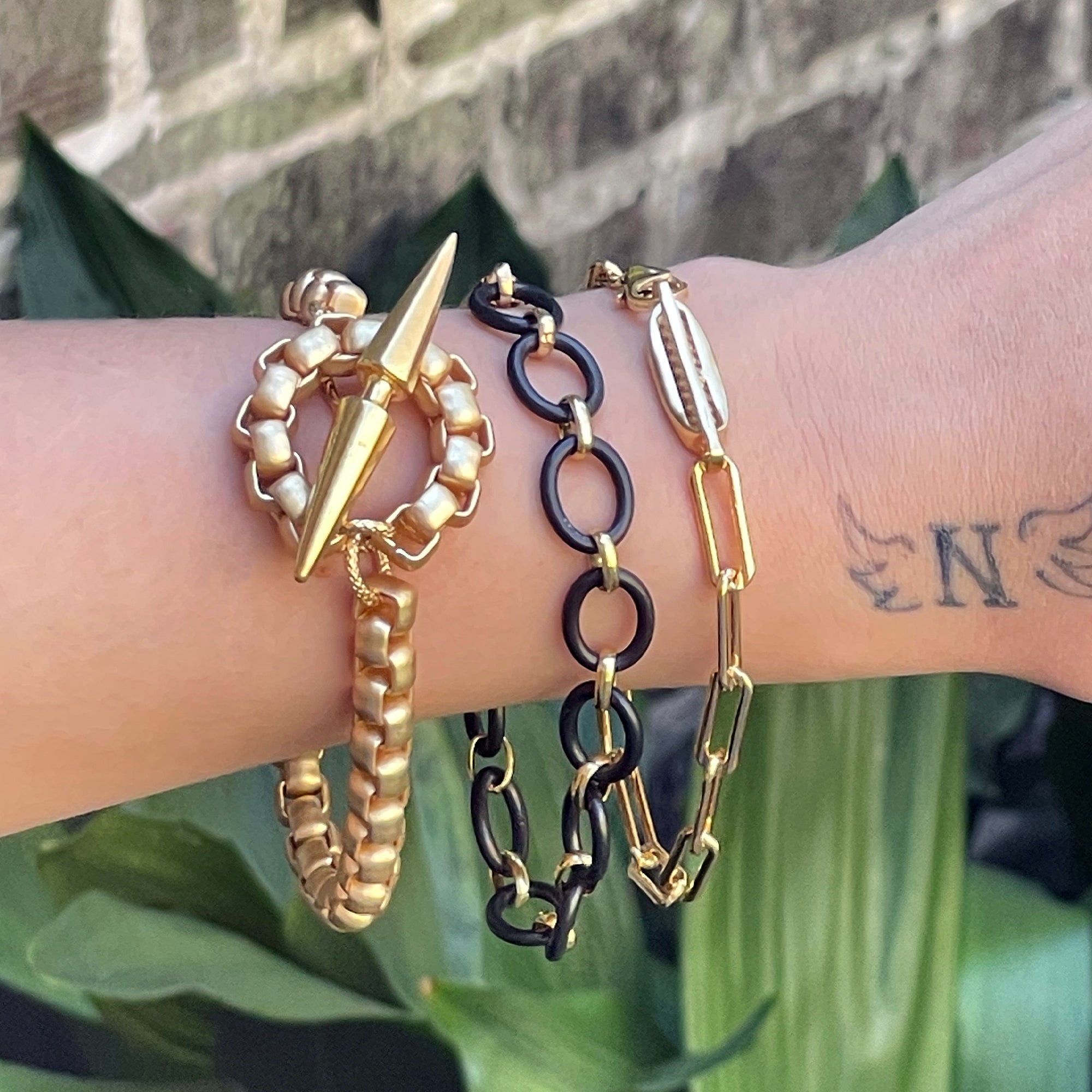 Black Ruthenium & 14K Gold Filled Cable Link Bracelet – 8"