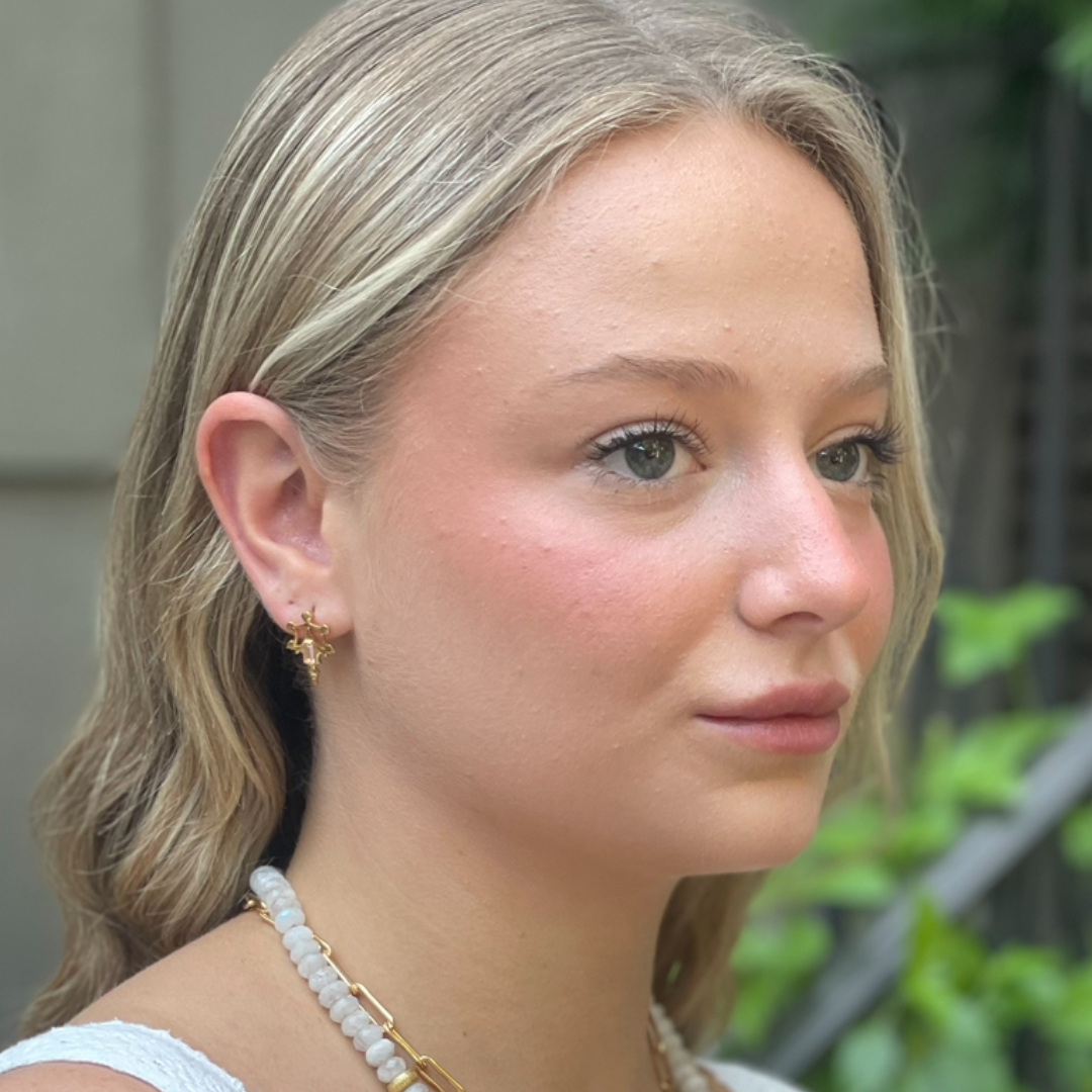 Roman Artifact Replica Earrings with Baguette Stone Accent