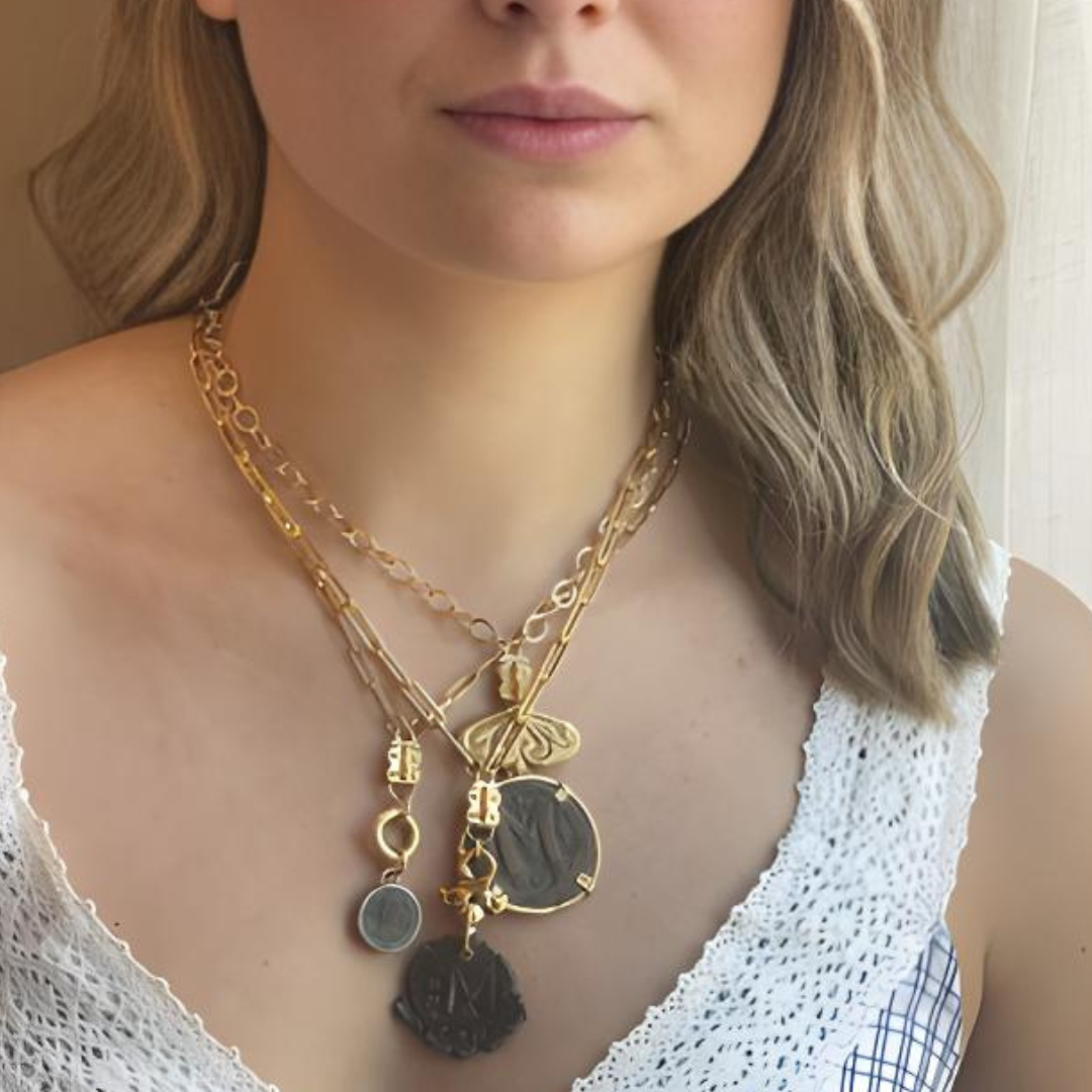 Authentic Bronze Roman Coin Necklace – 40 Nummi – Two-Tone Vermeil & Gold Filled