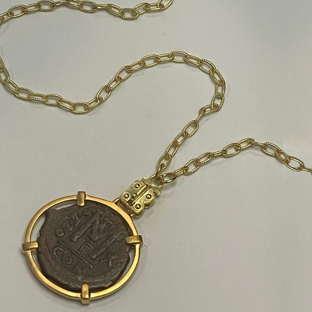 Authentic Bronze Roman Coin Vignette – 40 Nummi – Vermeil Bezel