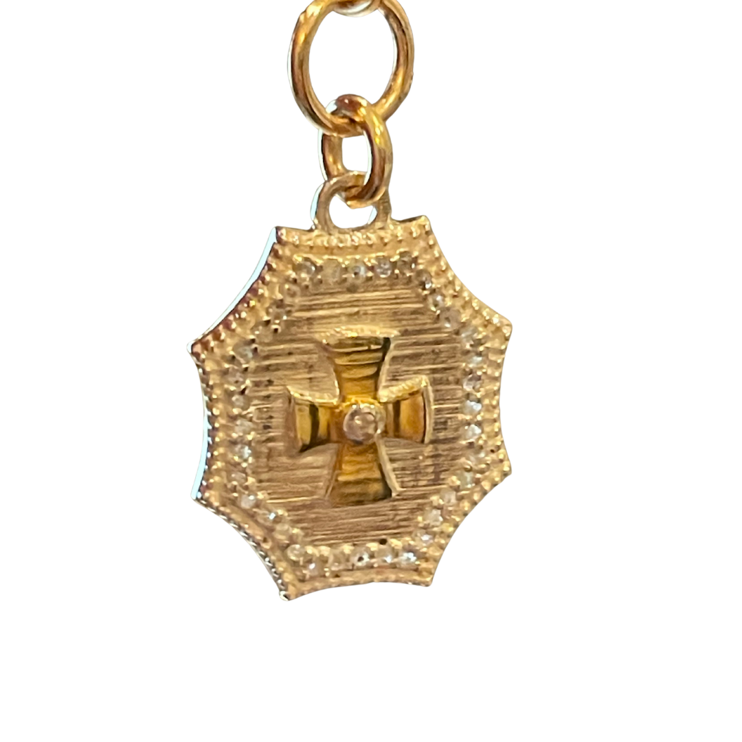 Diamond-Accented Two-Tone Cross Pendant – Sterling & Vermeil