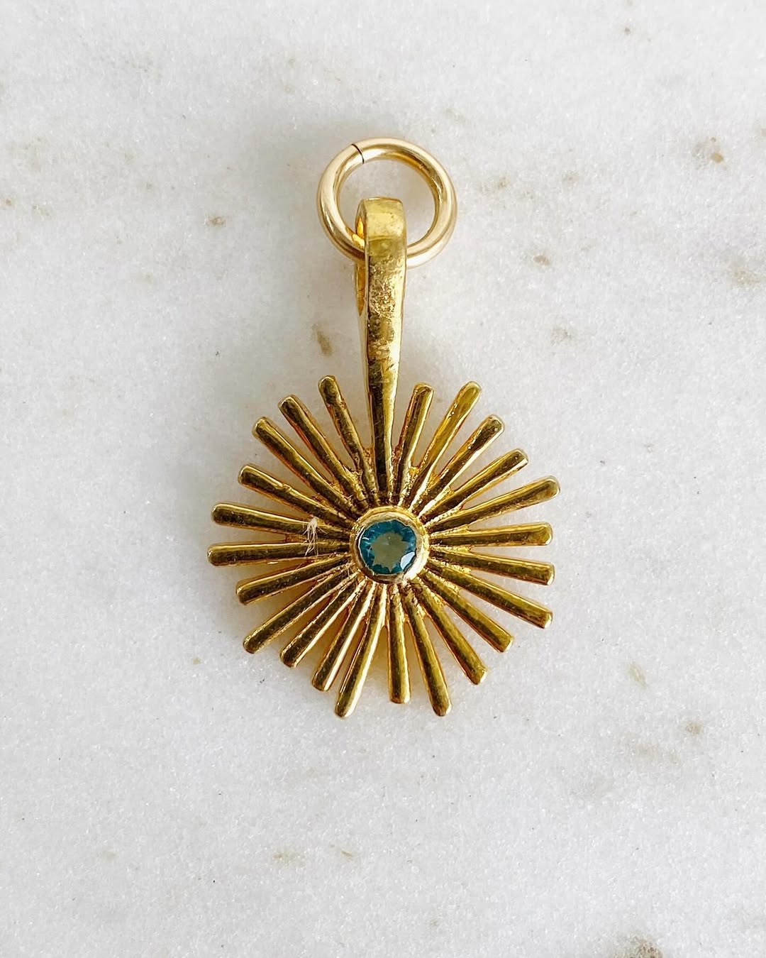 Poppy Pendant – Modern Floweret Disc with Center Stone