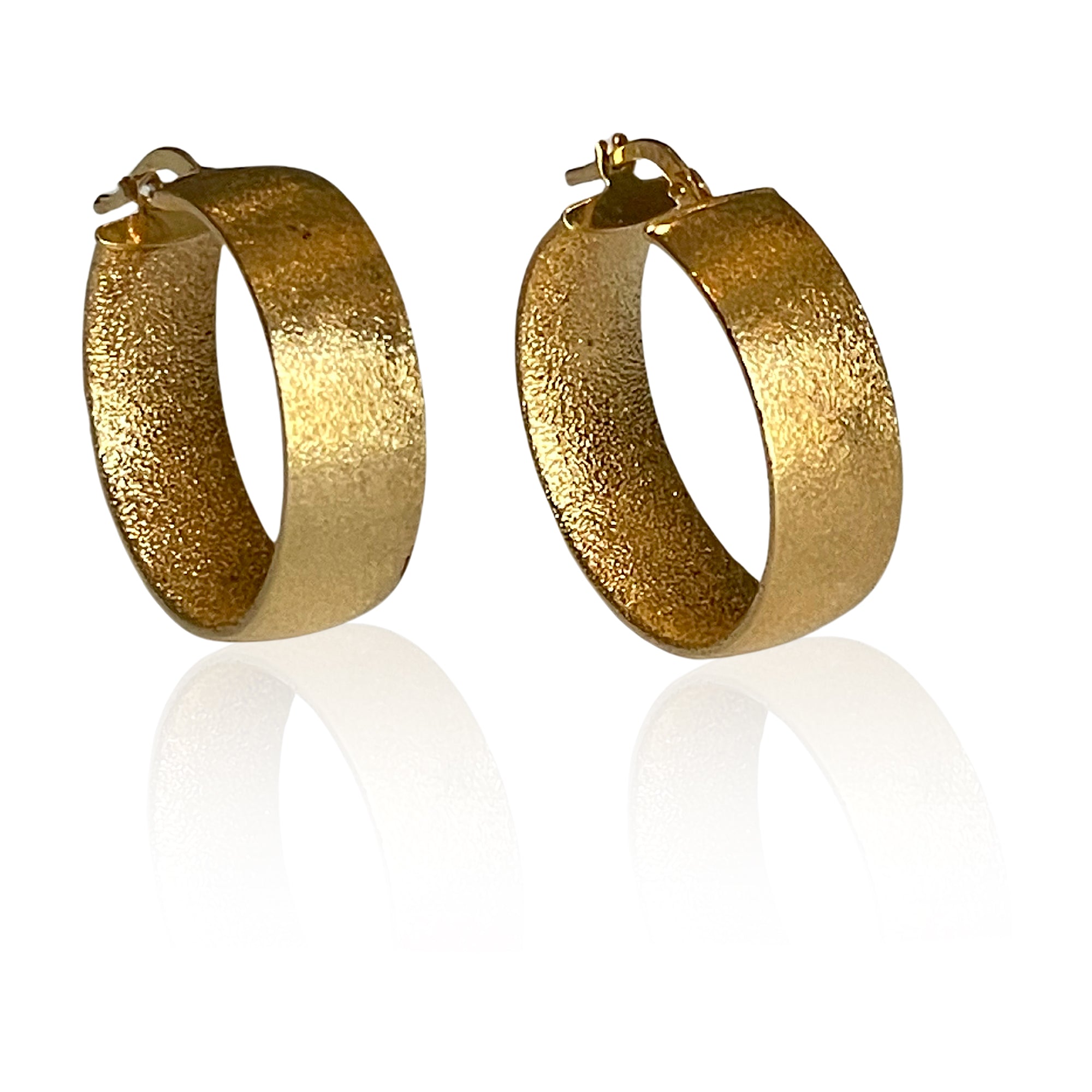 Priscilla Wide Band Hoop Earrings with Brushed Finish – Vermeil