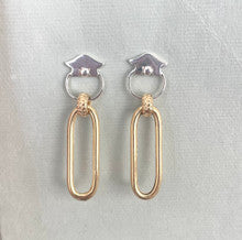 Sonya Earrings - Two Tone Silver + Gold Post