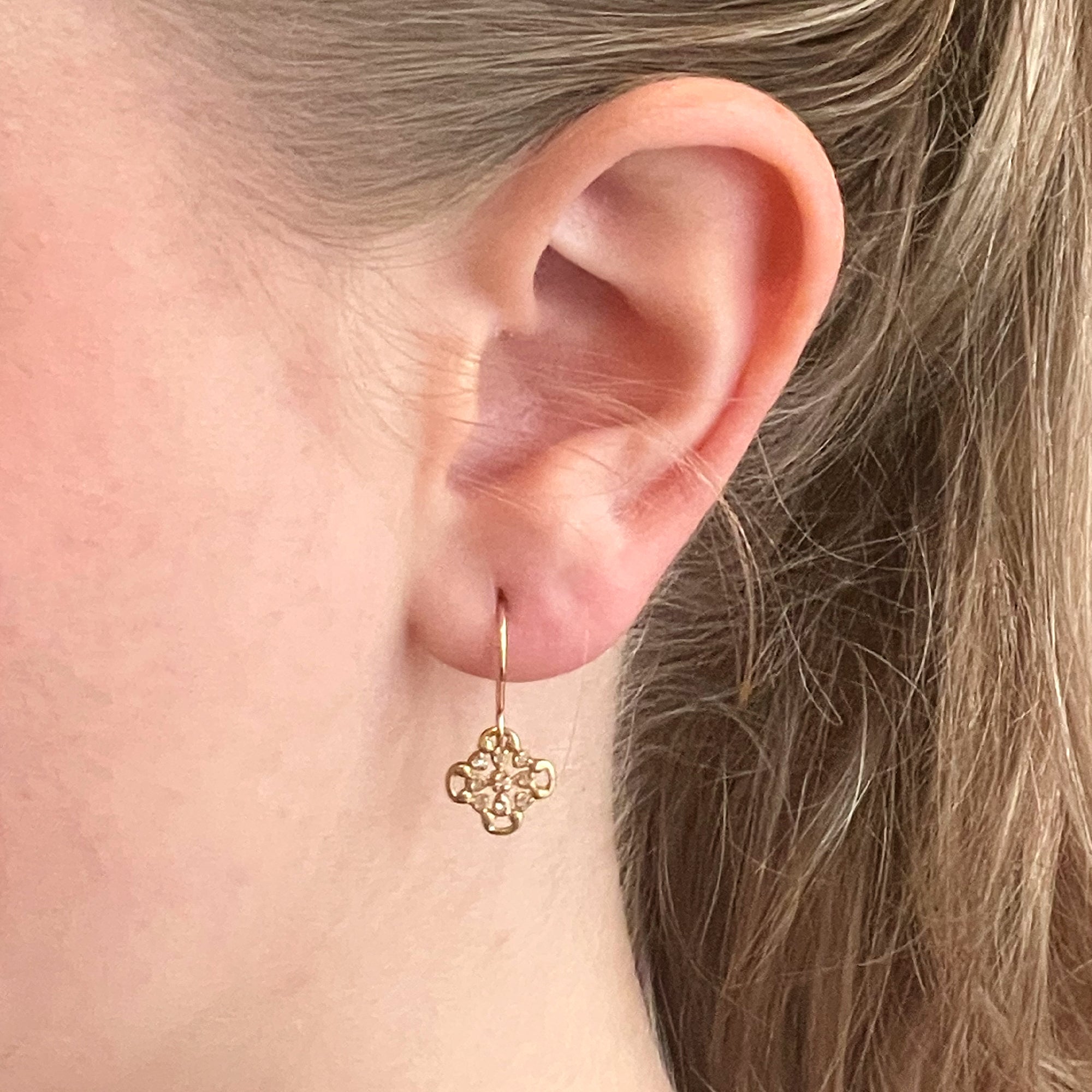 Clover Shape Earrings with Diamonds on Both Sides – Vermeil