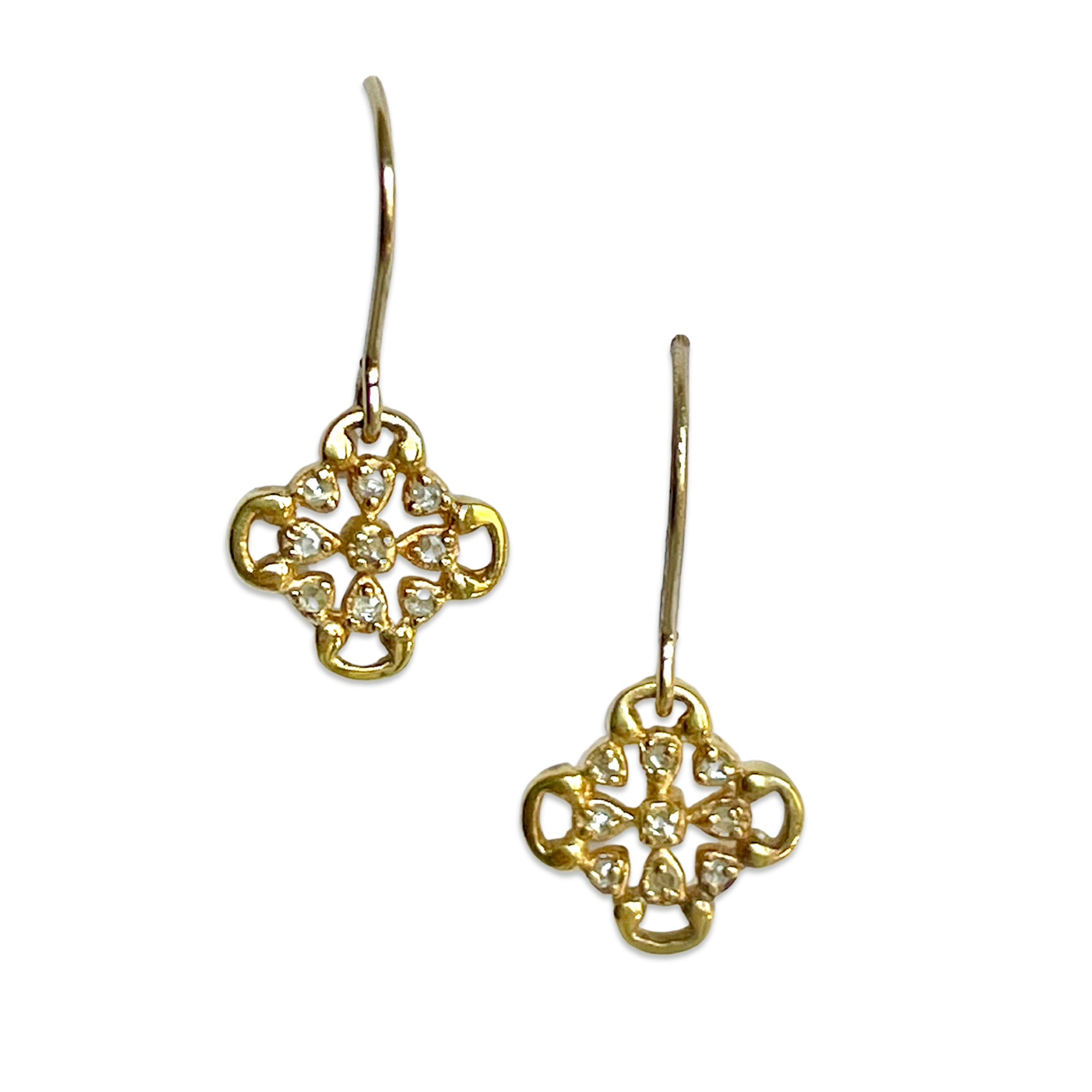 Clover Shape Earrings with Diamonds on Both Sides – Vermeil