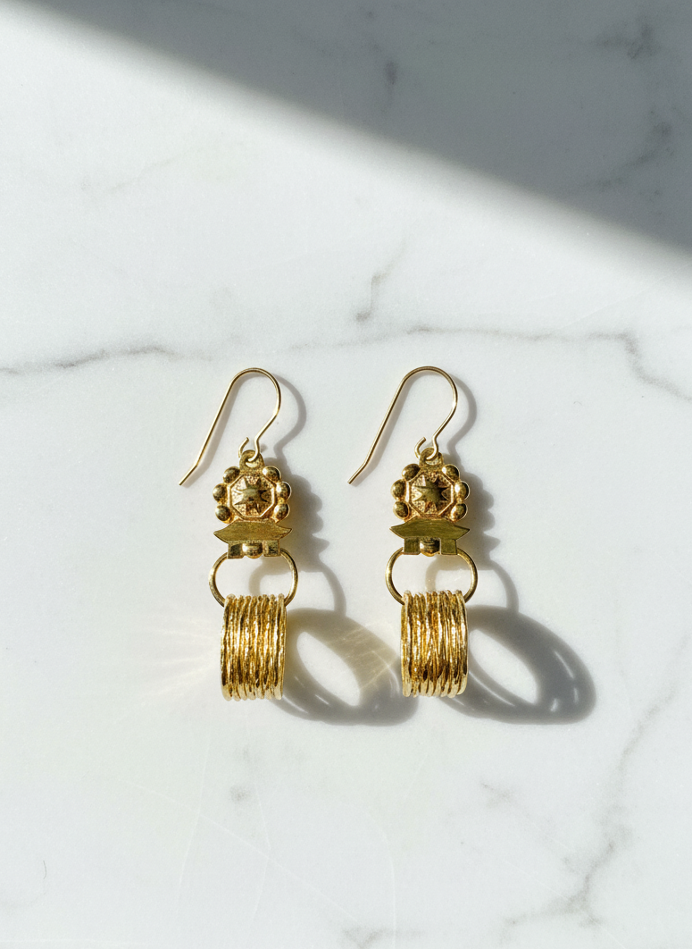 Roman-Inspired with Hammered Dangles – Vermeil & Gold-Filled Ear Wire- Gold