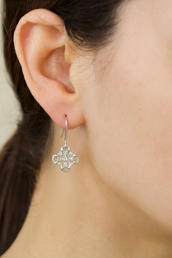 Remy Diamond Clover Shape Earrings with Diamonds – Sterling Silver