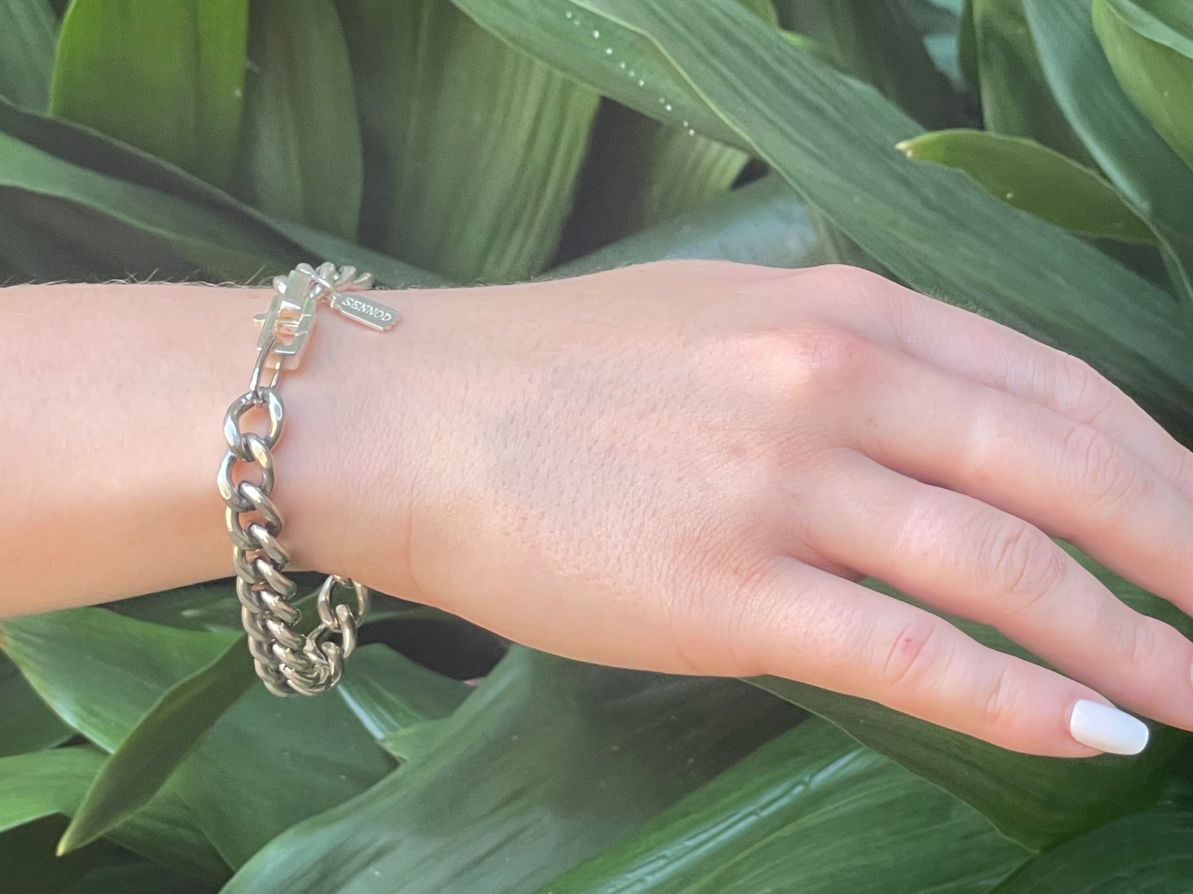 Curb hollow chain with square lobster- Sterling