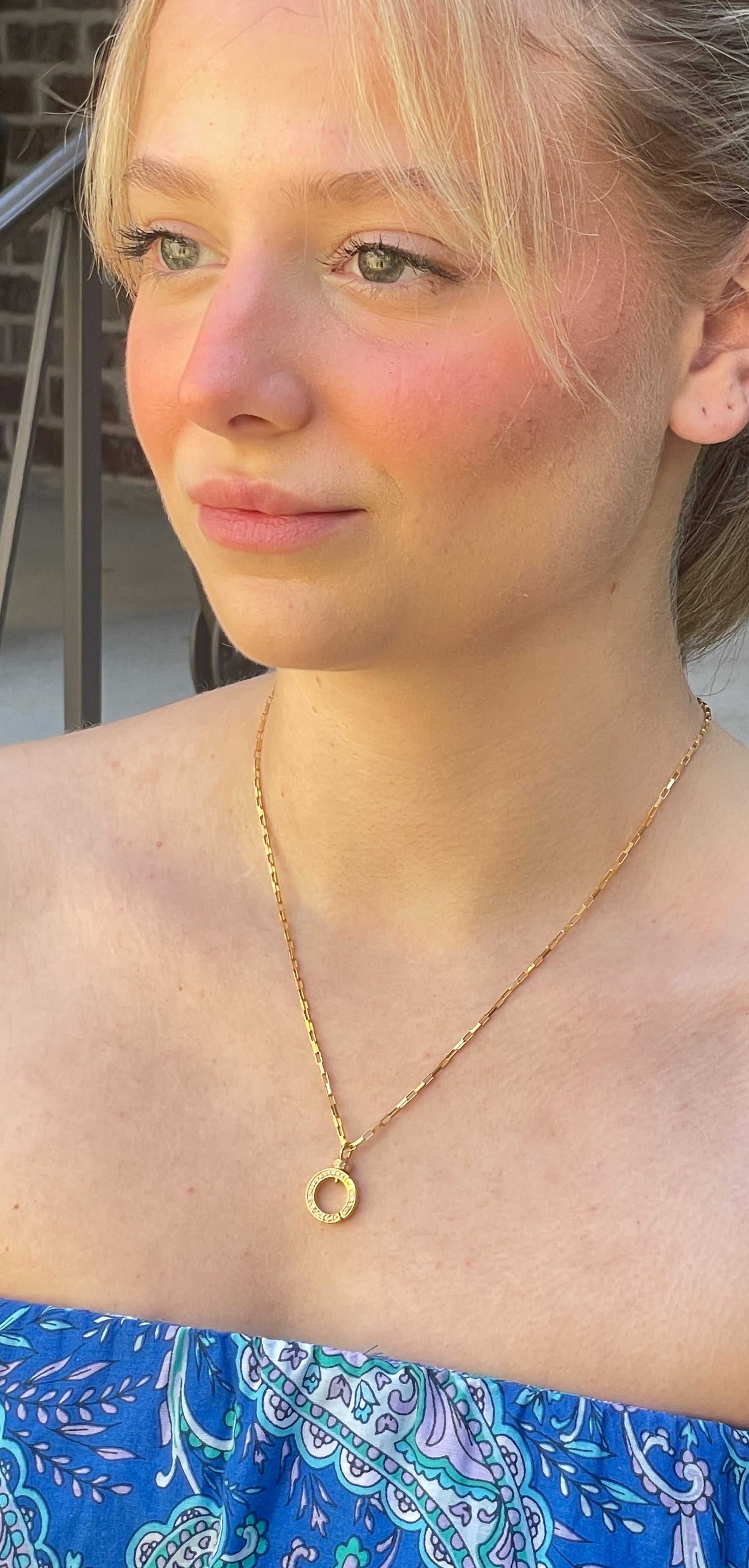 Diamond clasp ring w/ Box chain- gold filled-16"-19"