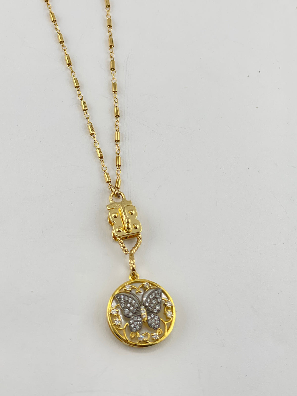 Midnight Butterfly- M.O.P. & Lab Grown Diamonds- 2 Tone- Gold/Gunmetal