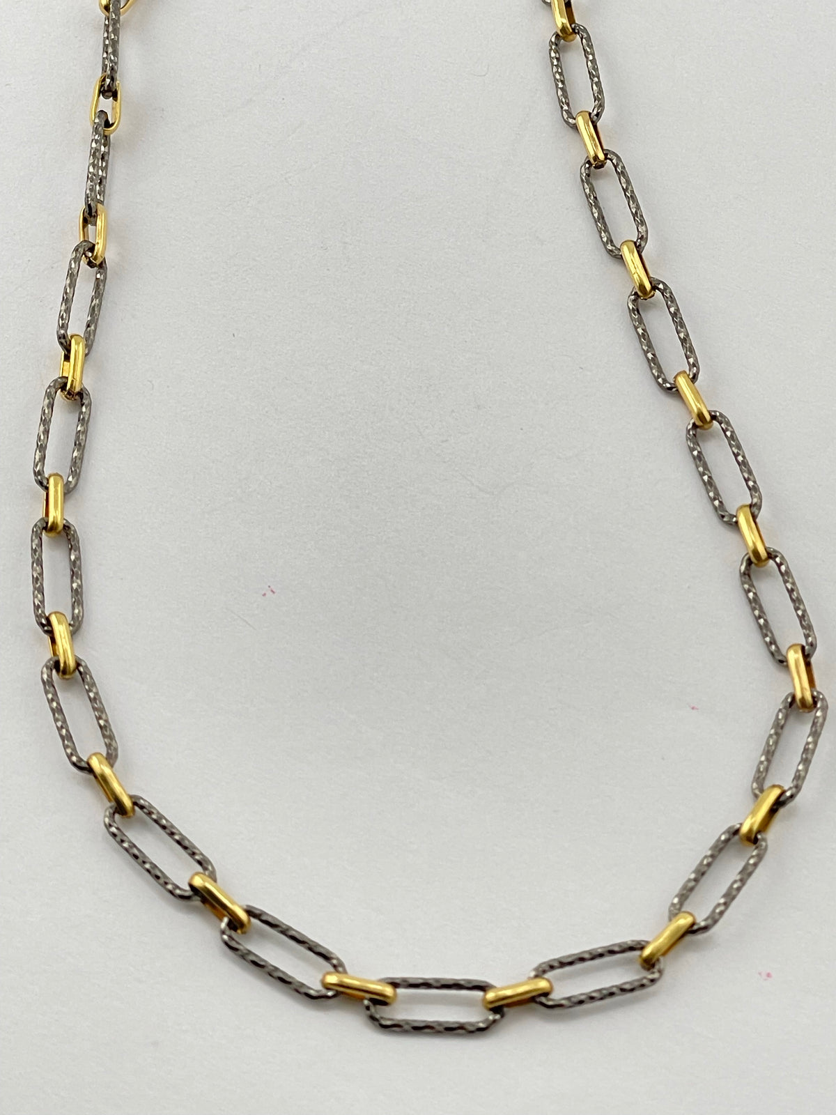 Paperclip Chain- 14K Gold Filled & Sterling Gunmetal links-2 Tone