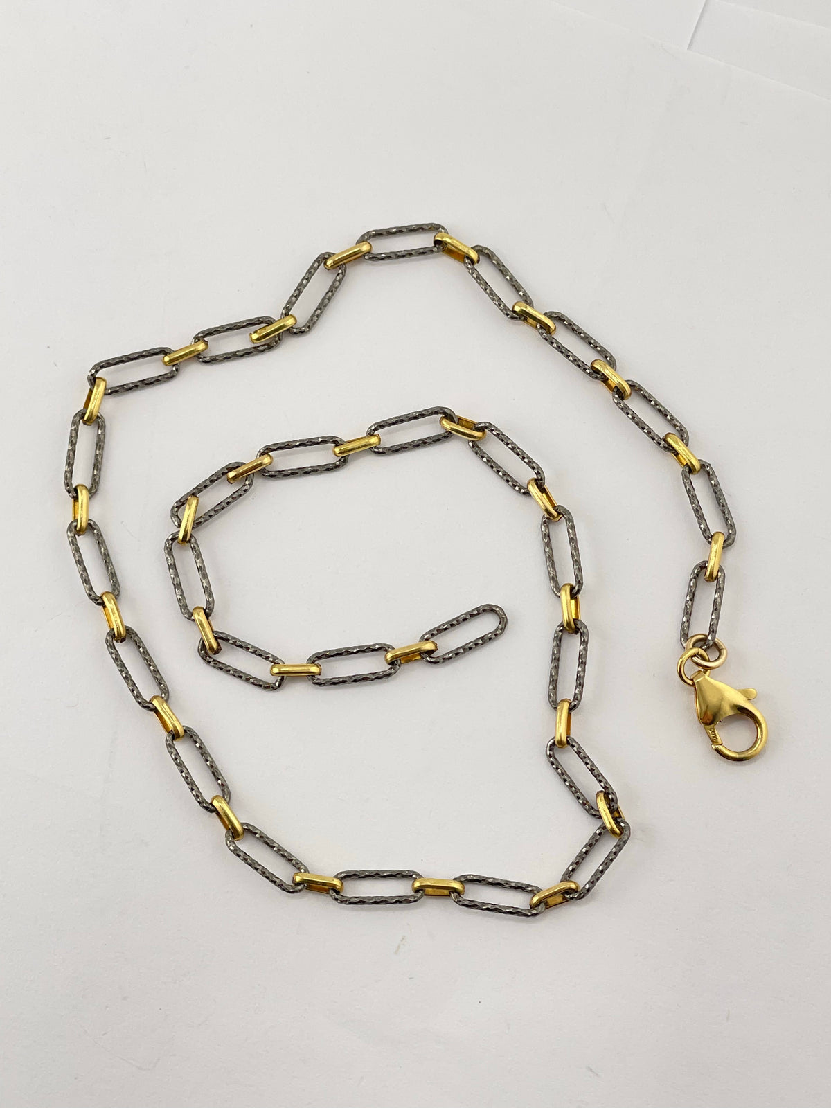 Paperclip Chain- 14K Gold Filled & Sterling Gunmetal links-2 Tone