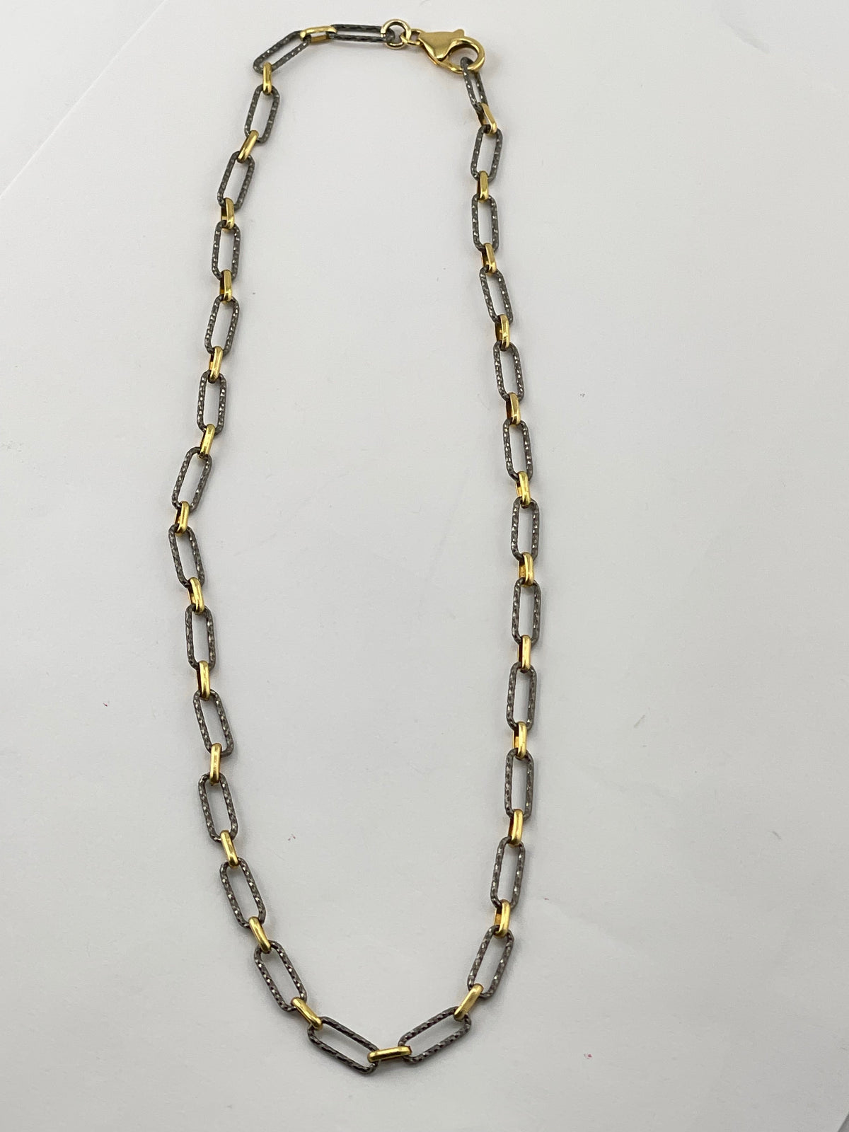 Paperclip Chain- 14K Gold Filled & Sterling Gunmetal links-2 Tone