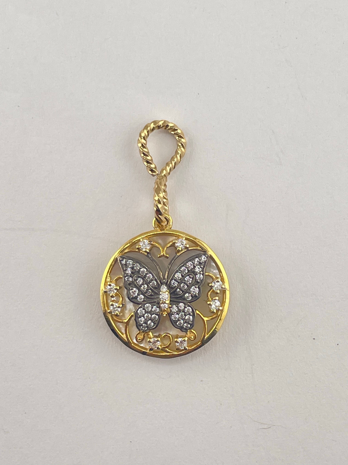 Midnight Butterfly- M.O.P. & Lab Grown Diamonds- 2 Tone- Gold/Gunmetal