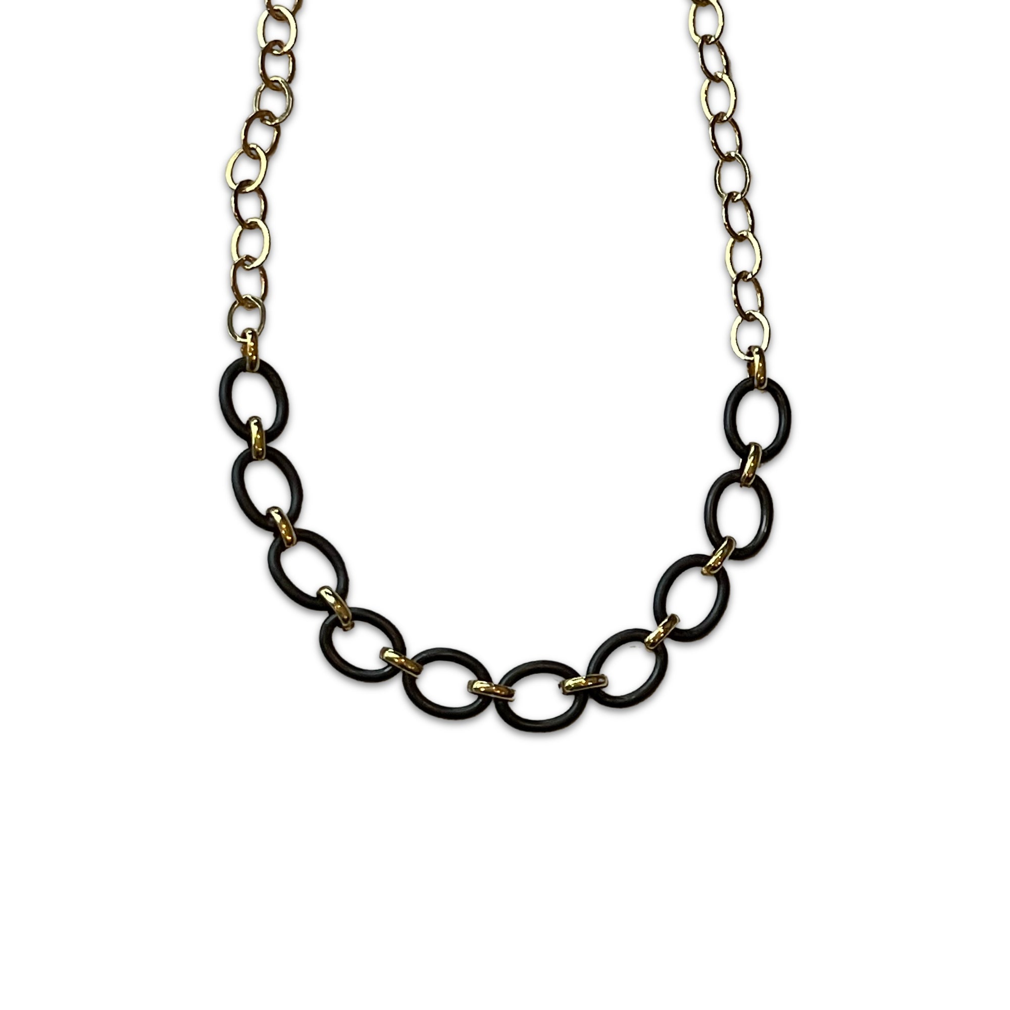 Nico Black & Gold Cable Necklace- Small - 16"