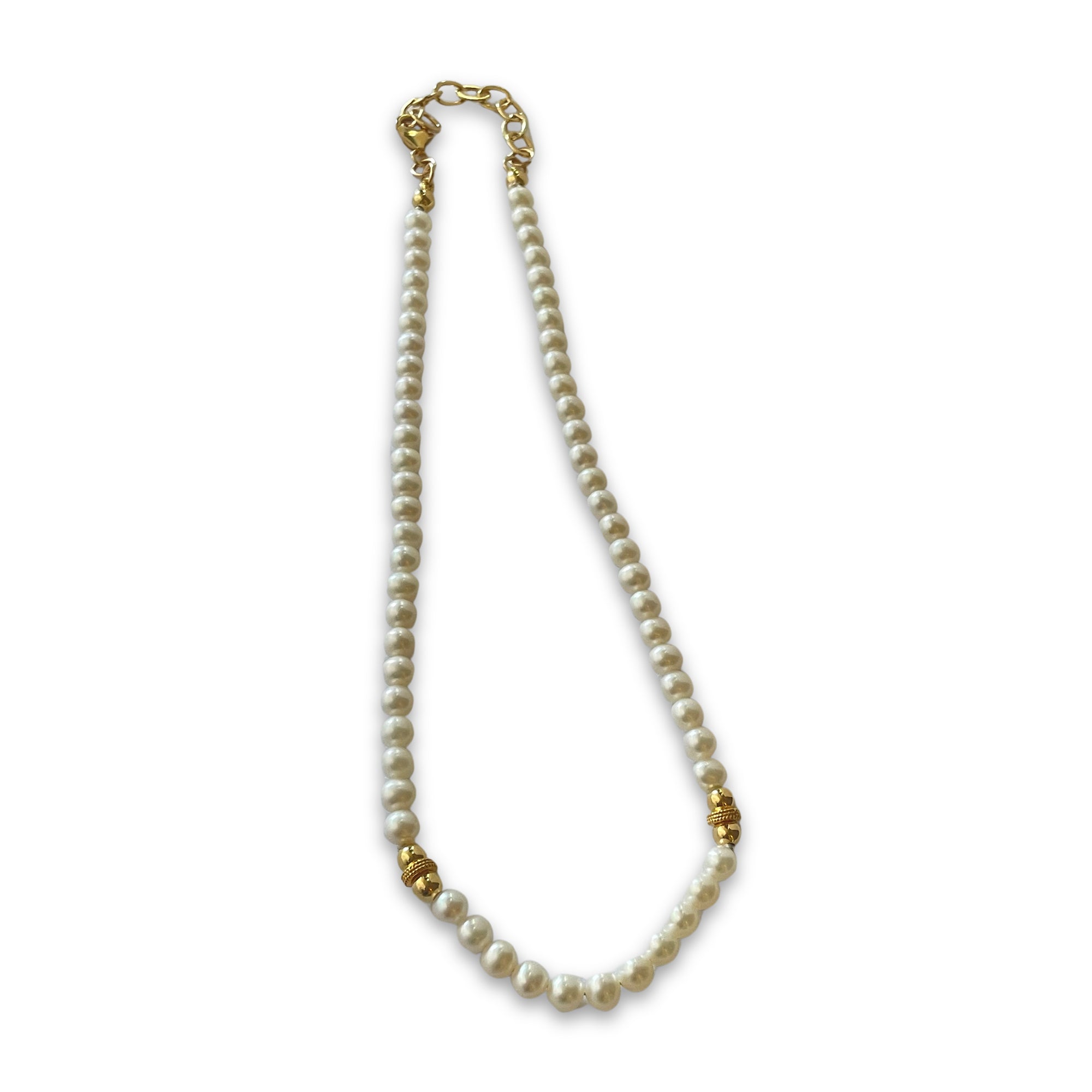 Classic Pearl Necklace with Golden Accents – 14K Gold-Filled