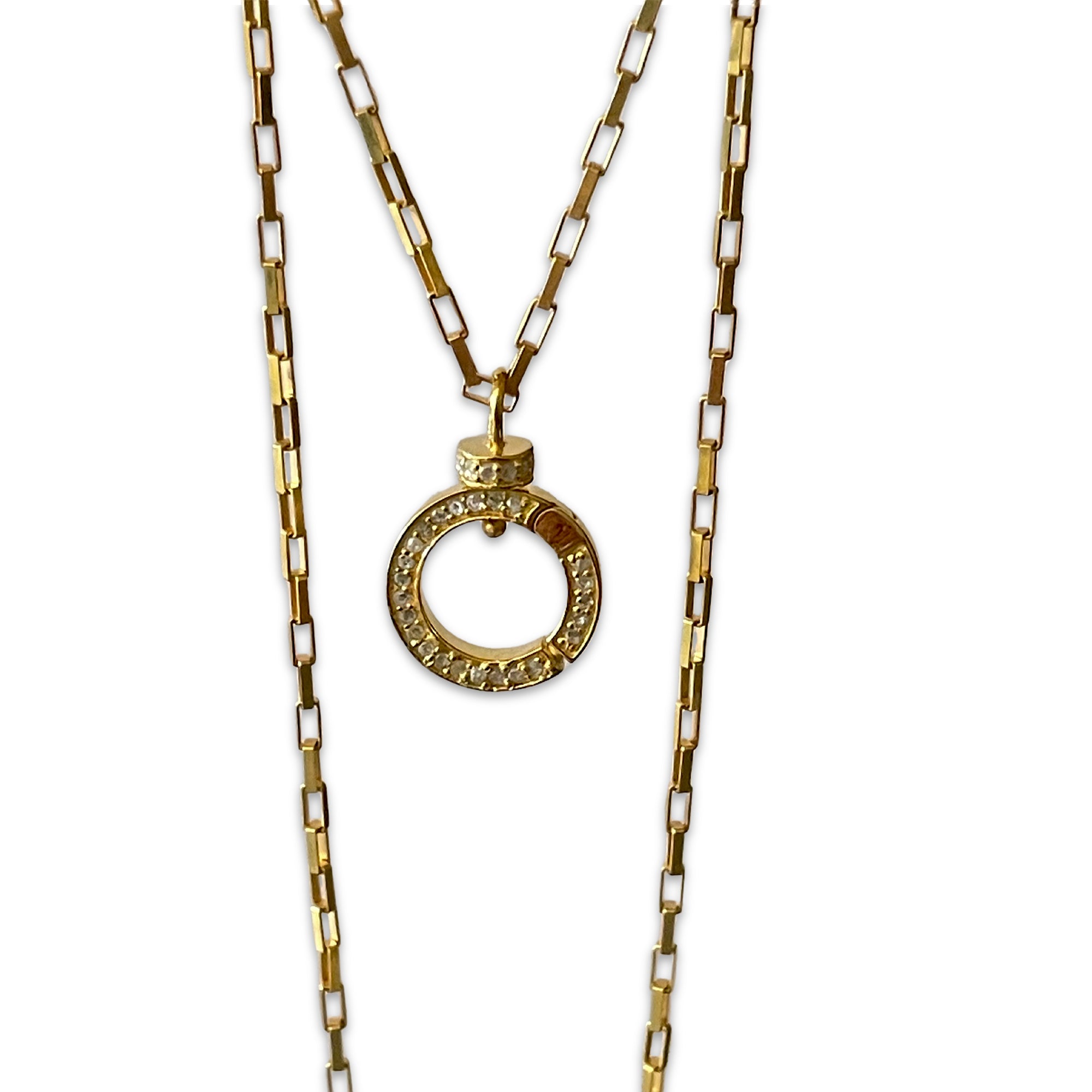 Diamond clasp ring w/ Box chain- gold filled-16"-19"