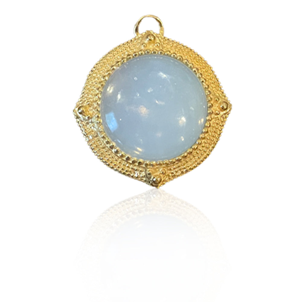 Domed Orb Pendant with Double-Sided Cabochon Stones – Vermeil