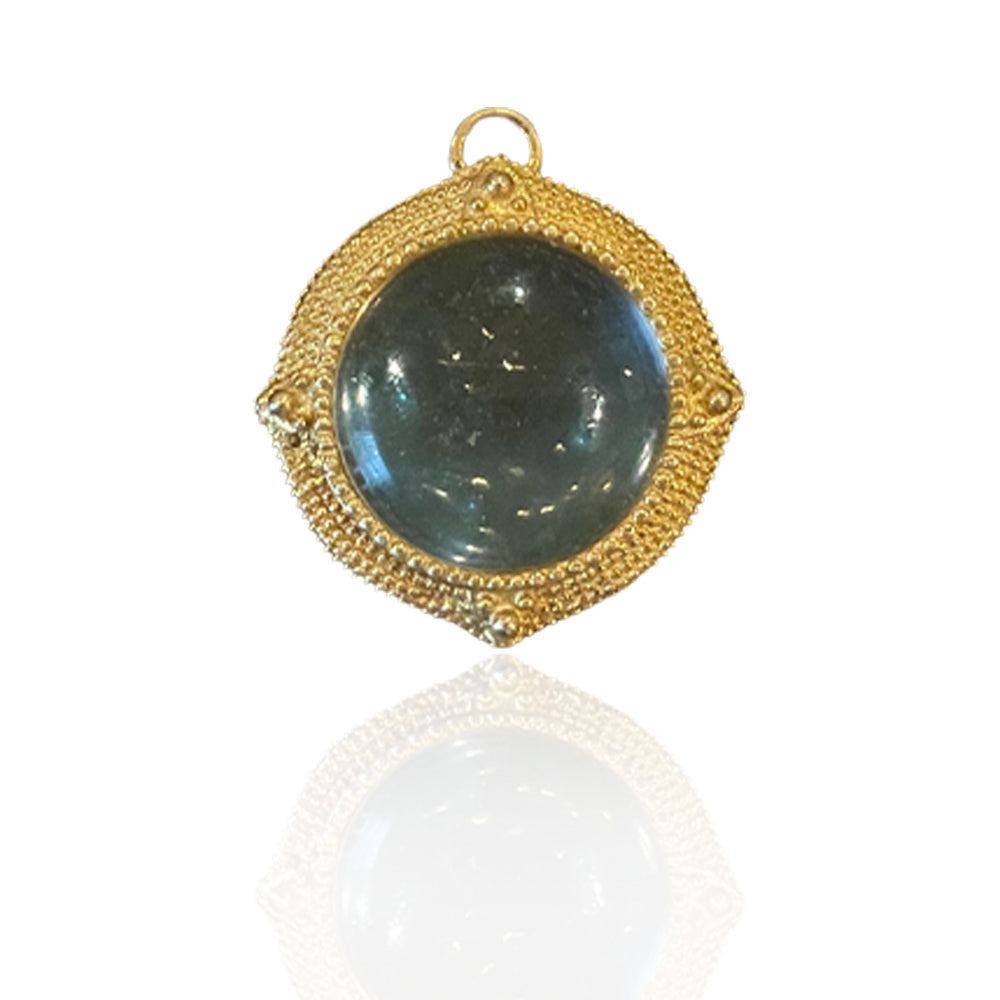 Domed Orb Pendant with Double-Sided Cabochon Stones – Vermeil