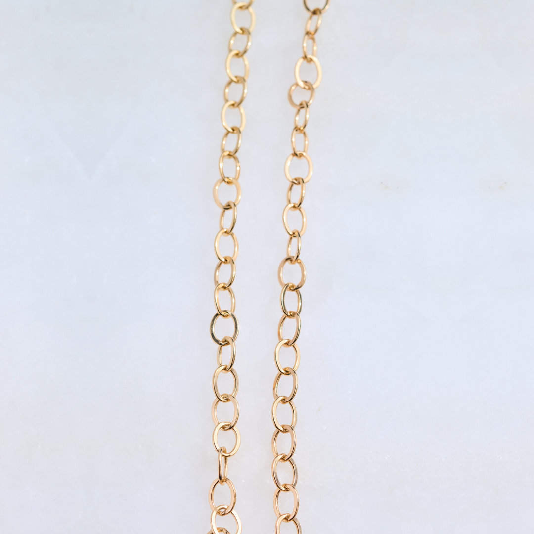 Flat Cable Chain 14K Gold Filled & Sennod Vignette Holder