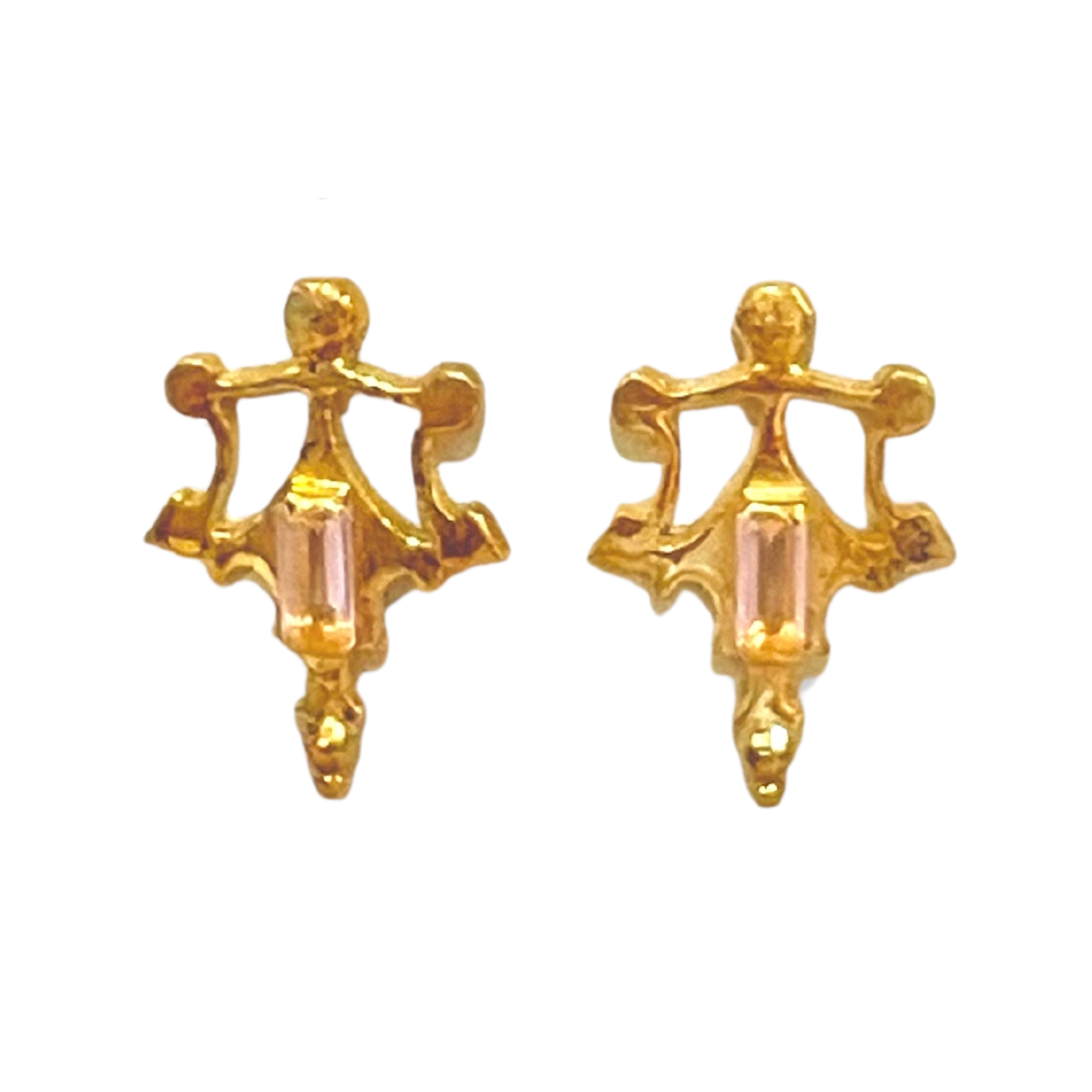 Roman Artifact Replica Earrings with Baguette Stone Accent