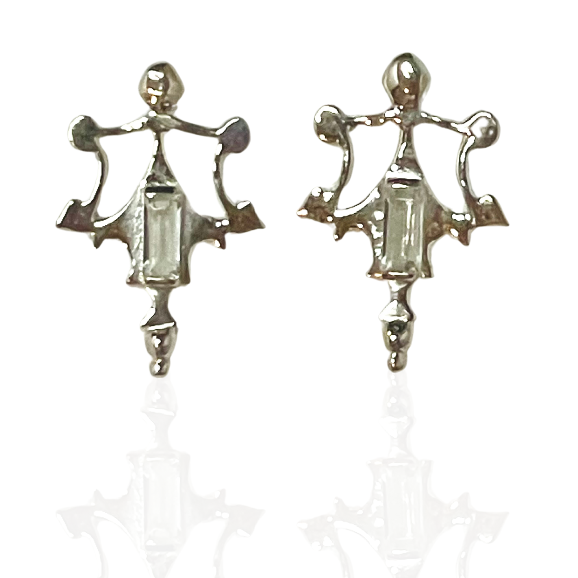 Roman Artifact Replica Earrings with Baguette Stone Accent