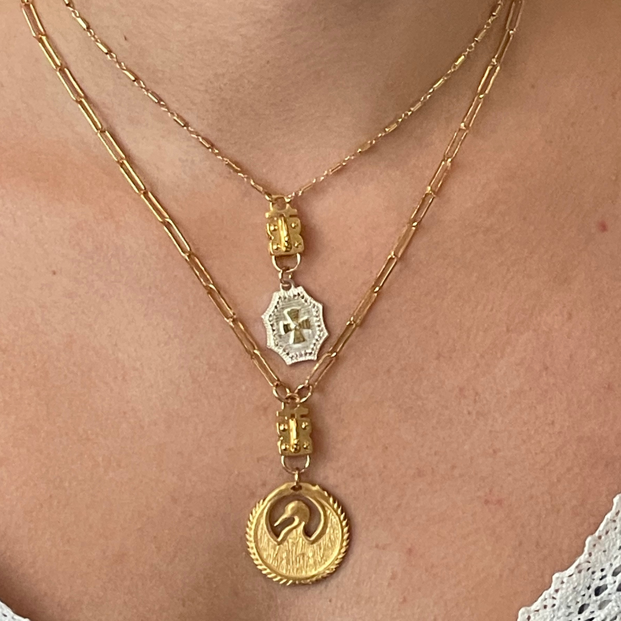 Diamond-Accented Two-Tone Cross Pendant – Sterling & Vermeil