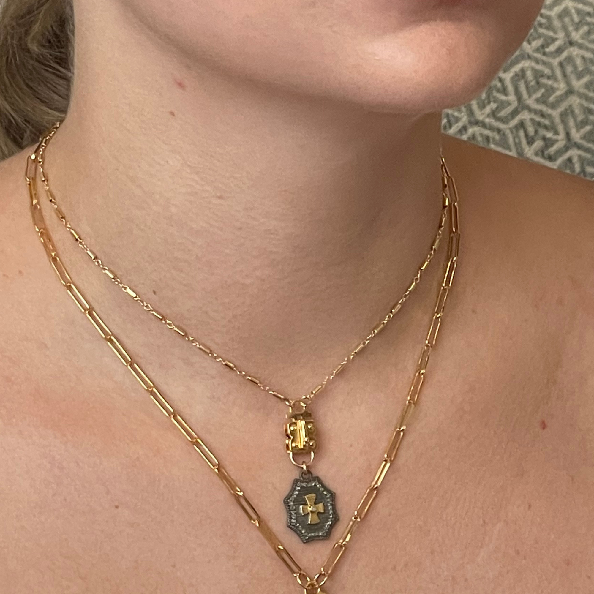 Diamond-Accented Two-Tone Cross Pendant – Sterling & Vermeil