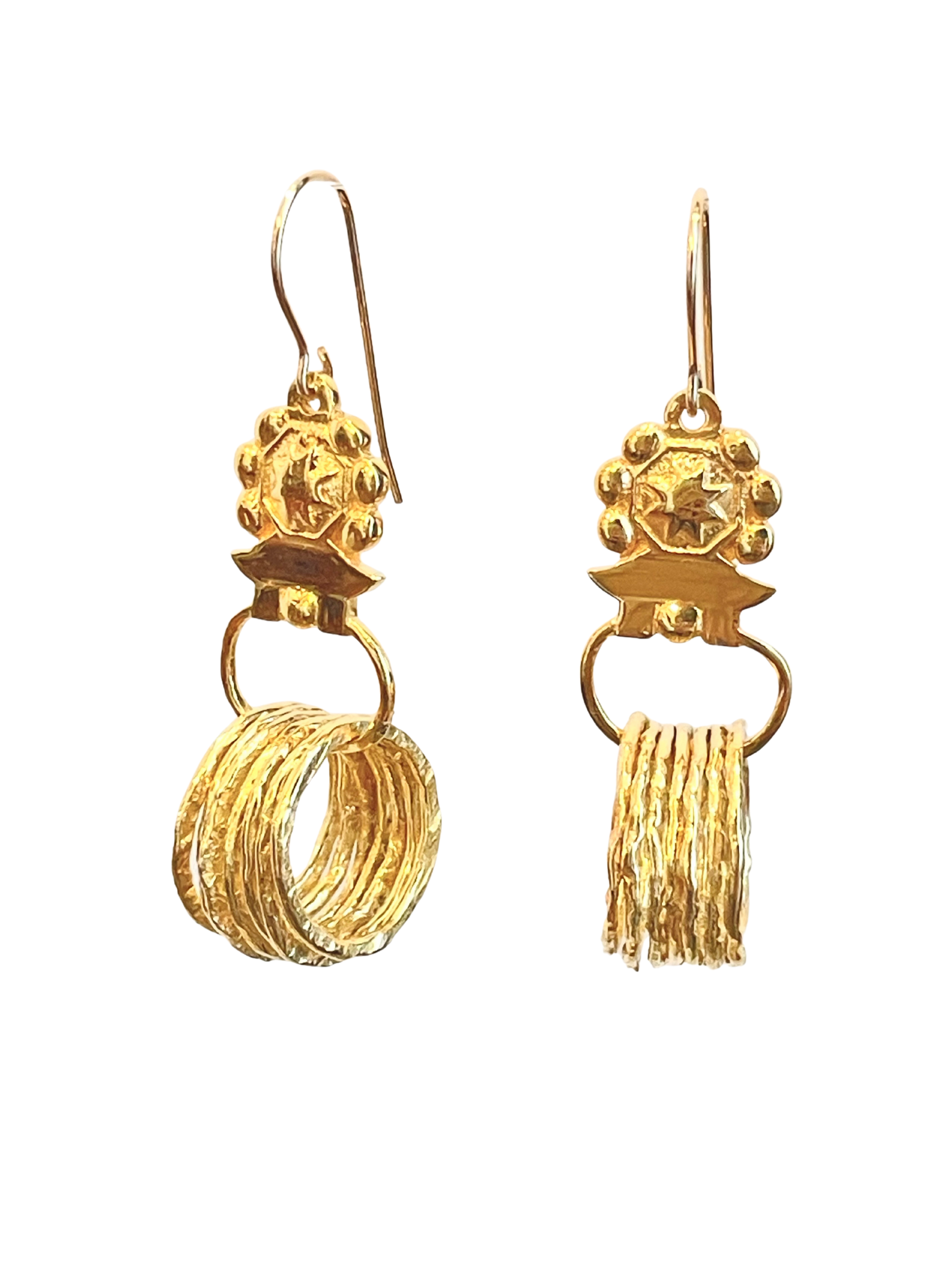 Roman-Inspired with Hammered Dangles – Vermeil & Gold-Filled Ear Wire- Gold