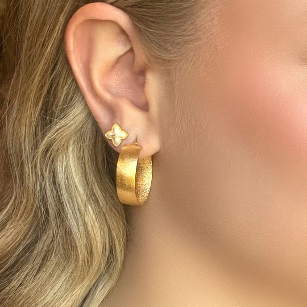 Priscilla Wide Band Hoop Earrings with Brushed Finish – Vermeil