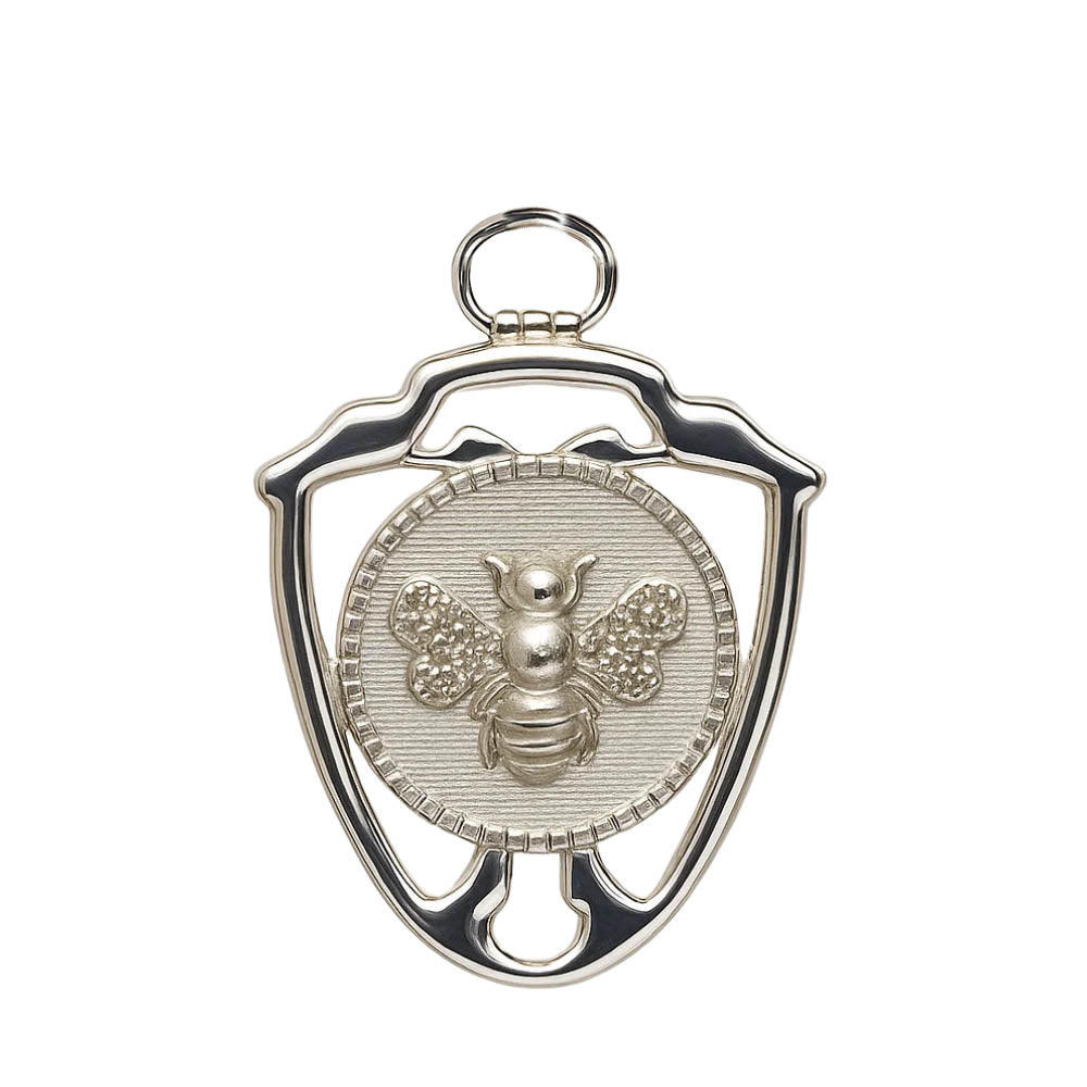 Diamond Winged Queen Bee Pendant within Shield Design – Sterling or Vermeil