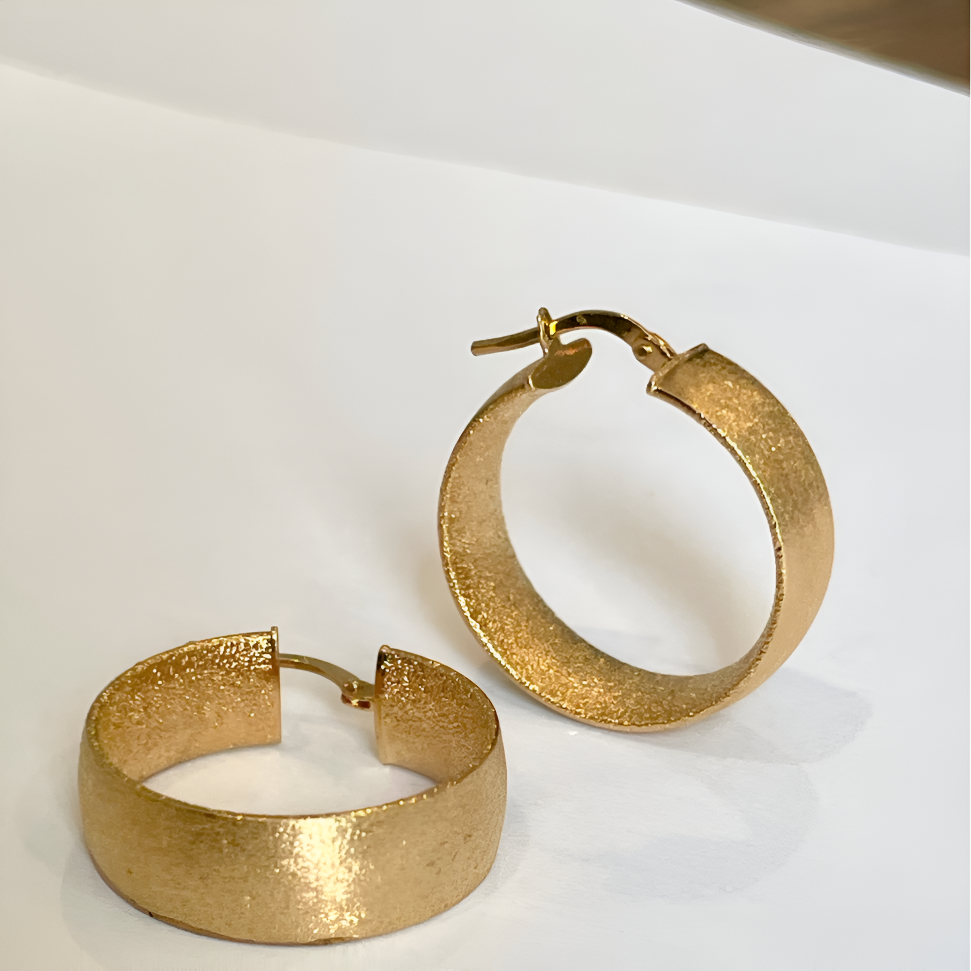 Priscilla Wide Band Hoop Earrings with Brushed Finish – Vermeil