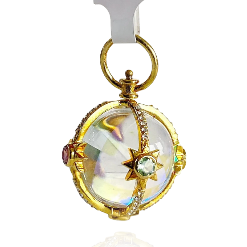 Caged Stone Orb Vignette-Celestial Sphere w/ White Topaz Cage